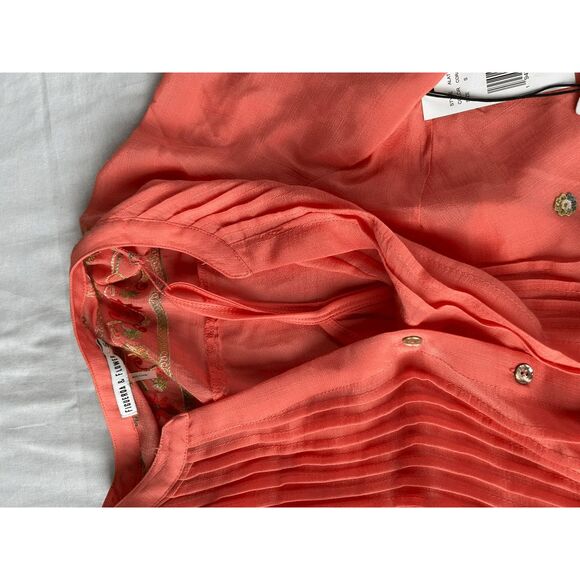 Women's Peach/Pink Embroidered 3/4 Sleeve Spring Blouse, Size S, NWT, Colorful - Picture 8 of 8